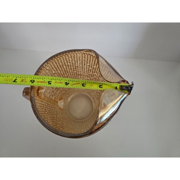 Jeanette Marigold Tree Bark Vintage Glass Pitcher With Textured Design & Handle - Picture 10 of 10